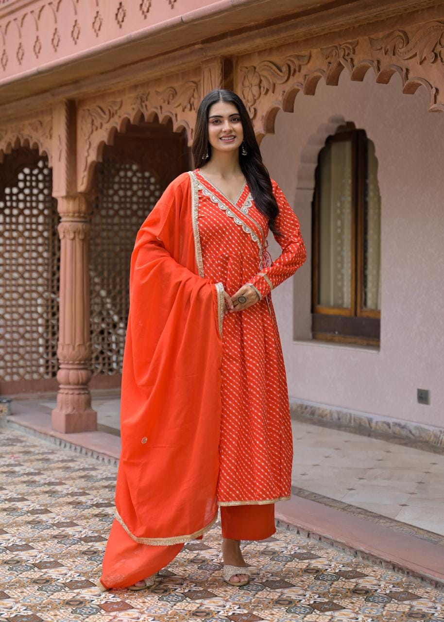 Printed Straight Kurta Set with Matching Pants & Dupatta
