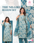 Women's Nilgiri Bloom Floral Kurta Pant Dupatta Set
