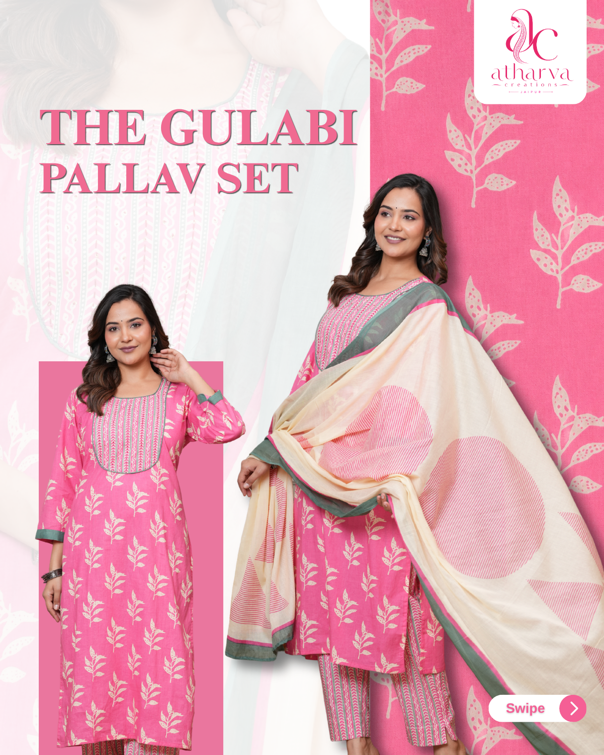 The Gulabi Pallav Kurta Pant Set
