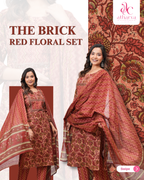 The Brick Red Floral Suit Set