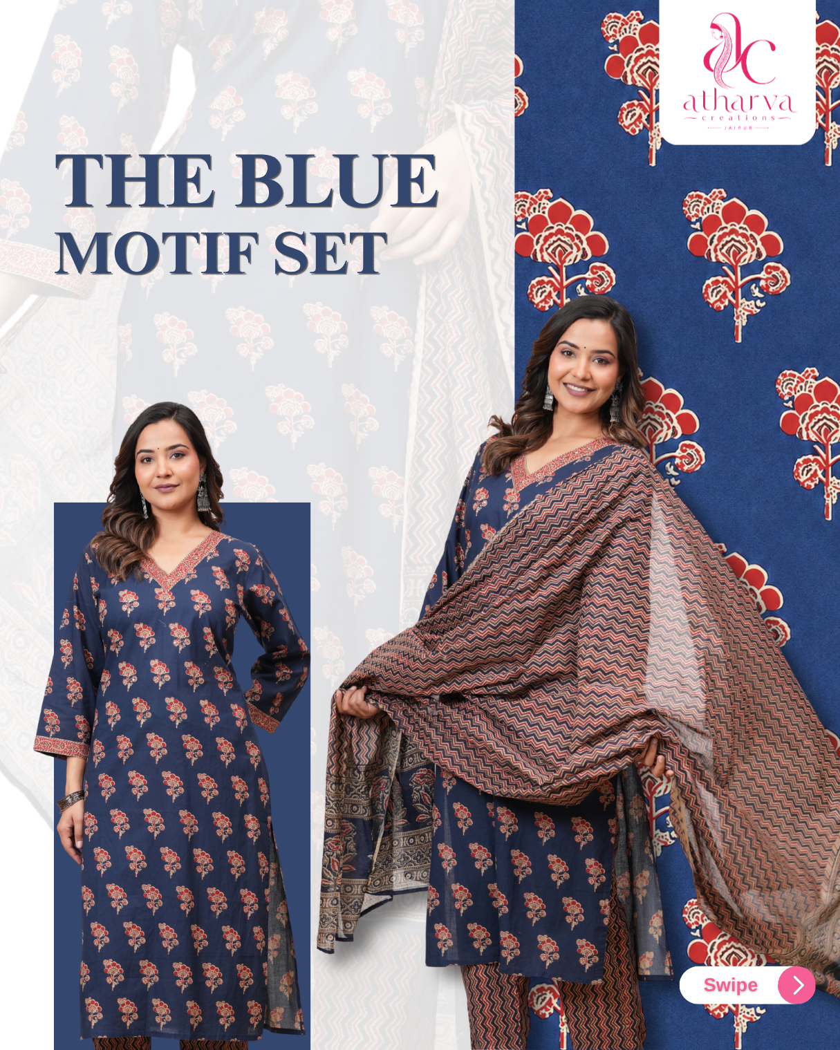 Blue Motif Suit Set