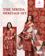 Women's Mrida Heritage Printed Kurta Pant Dupatta Set