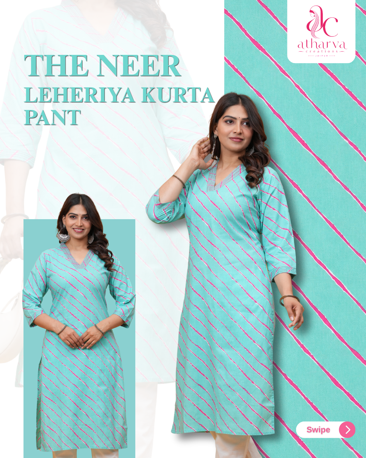 Women's Neer Leheriya Printed Kurta Pant Set