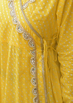 Yellow Printed Straight Kurta Set with Matching Pants & Dupatta
