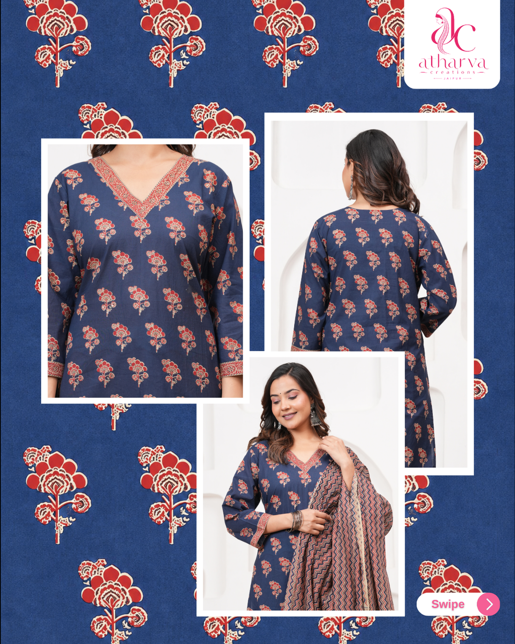 Blue Motif Suit Set