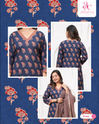 Blue Motif Suit Set