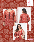 Women's Mrida Heritage Printed Kurta Pant Dupatta Set