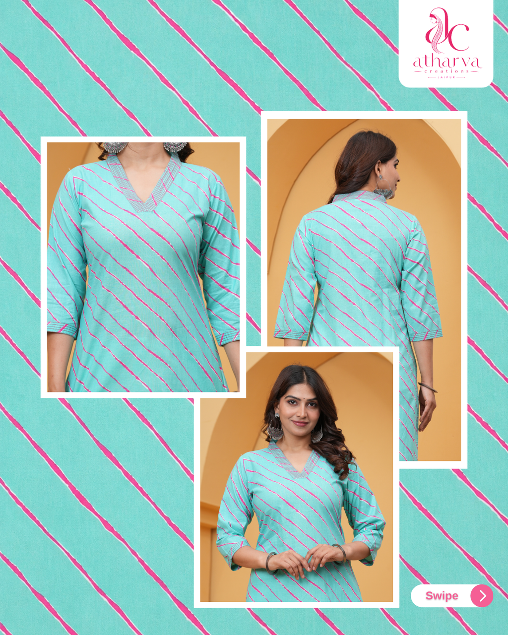 Women's Neer Leheriya Printed Kurta Pant Set