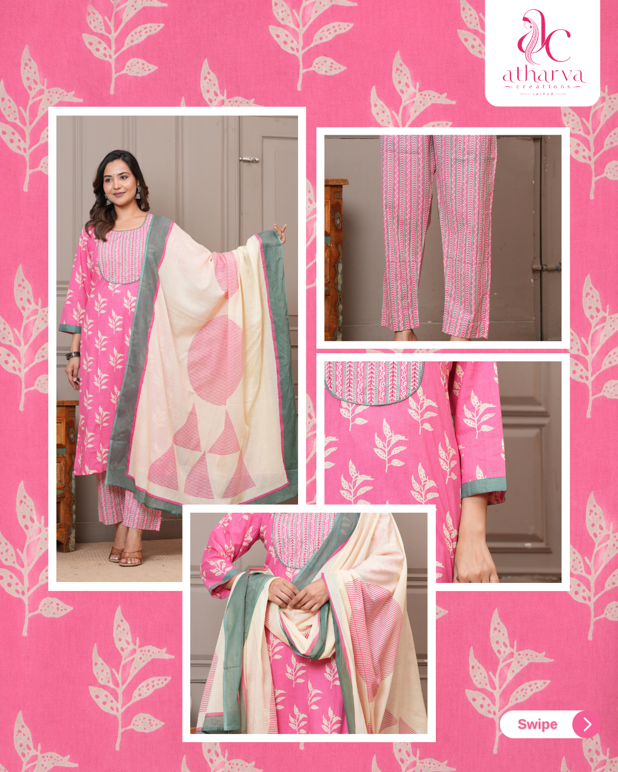 The Gulabi Pallav Kurta Pant Set