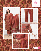 The Brick Red Floral Suit Set