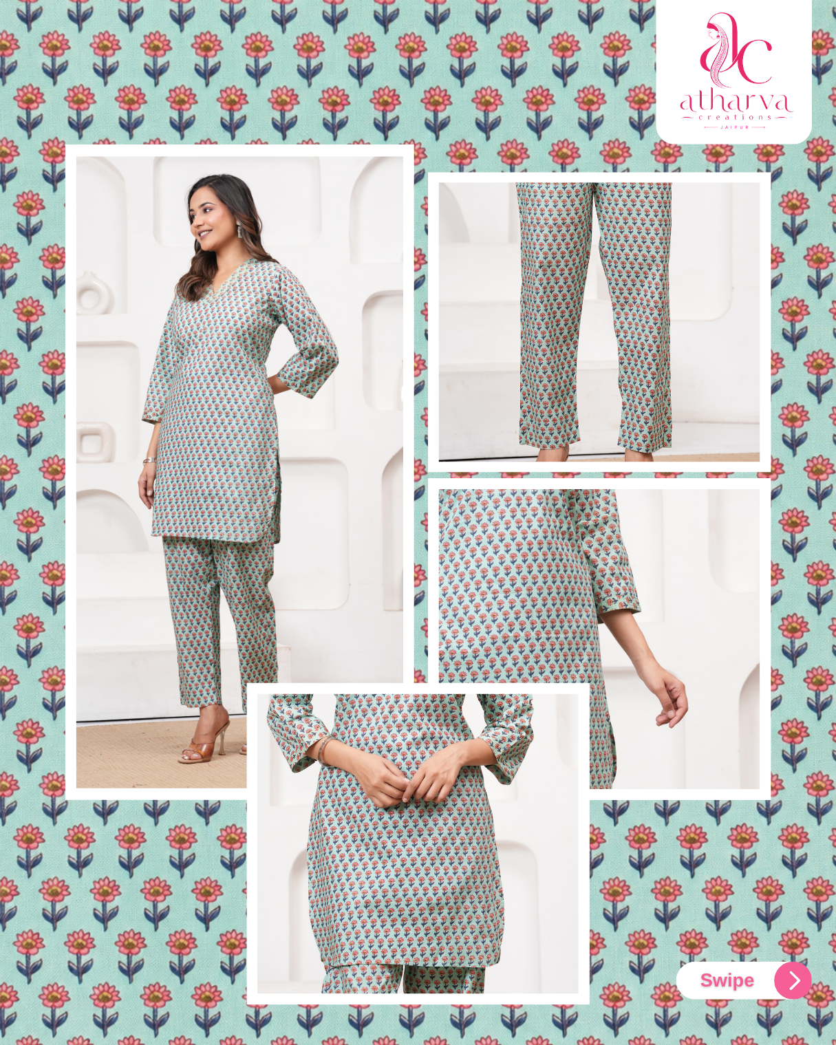 The Pista Jaipuri Buti Co-Ord Set