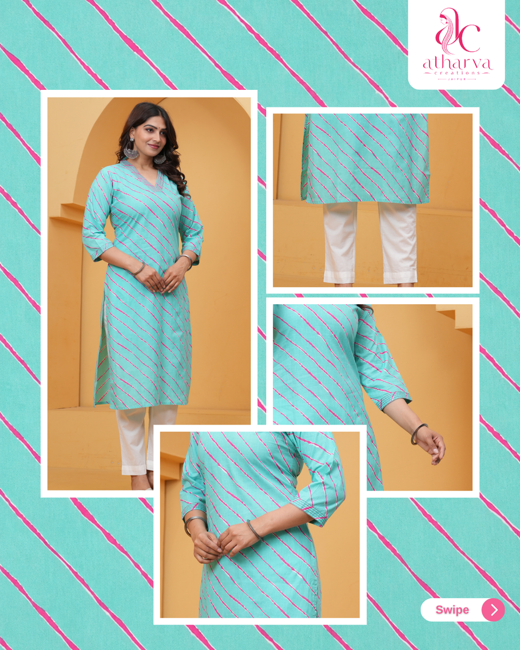 Women's Neer Leheriya Printed Kurta Pant Set