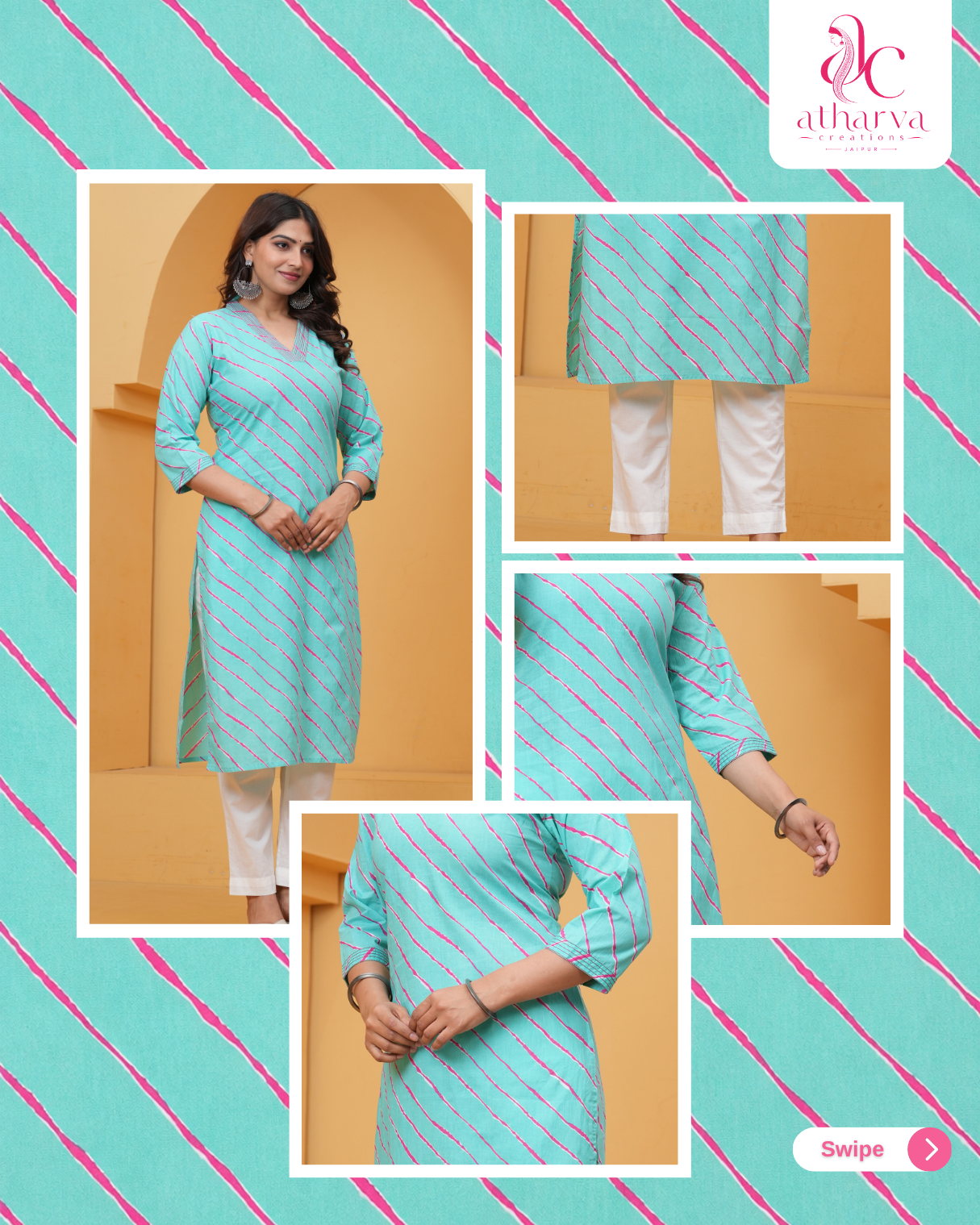 Women's Neer Leheriya Printed Kurta Pant Set