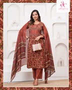 The Brick Red Floral Suit Set