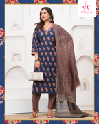 Blue Motif Suit Set