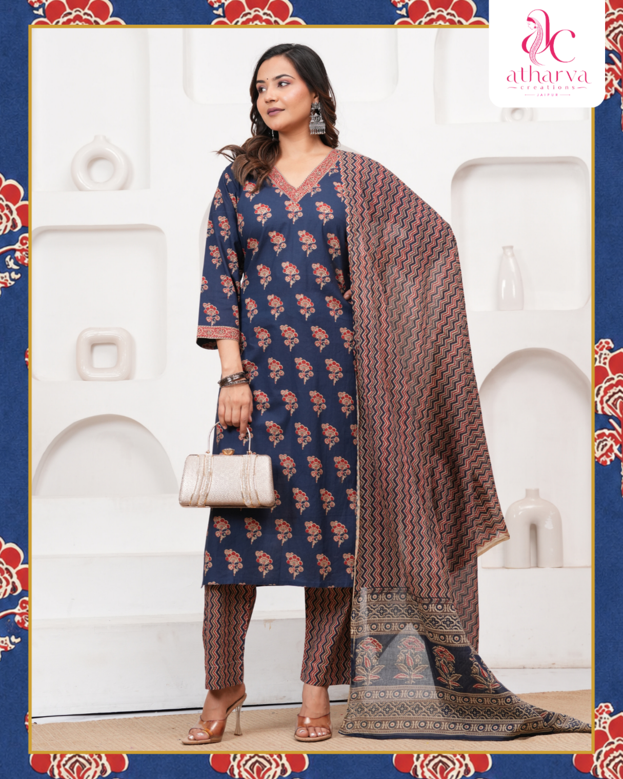 Blue Motif Suit Set