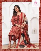 Women's Mrida Heritage Printed Kurta Pant Dupatta Set