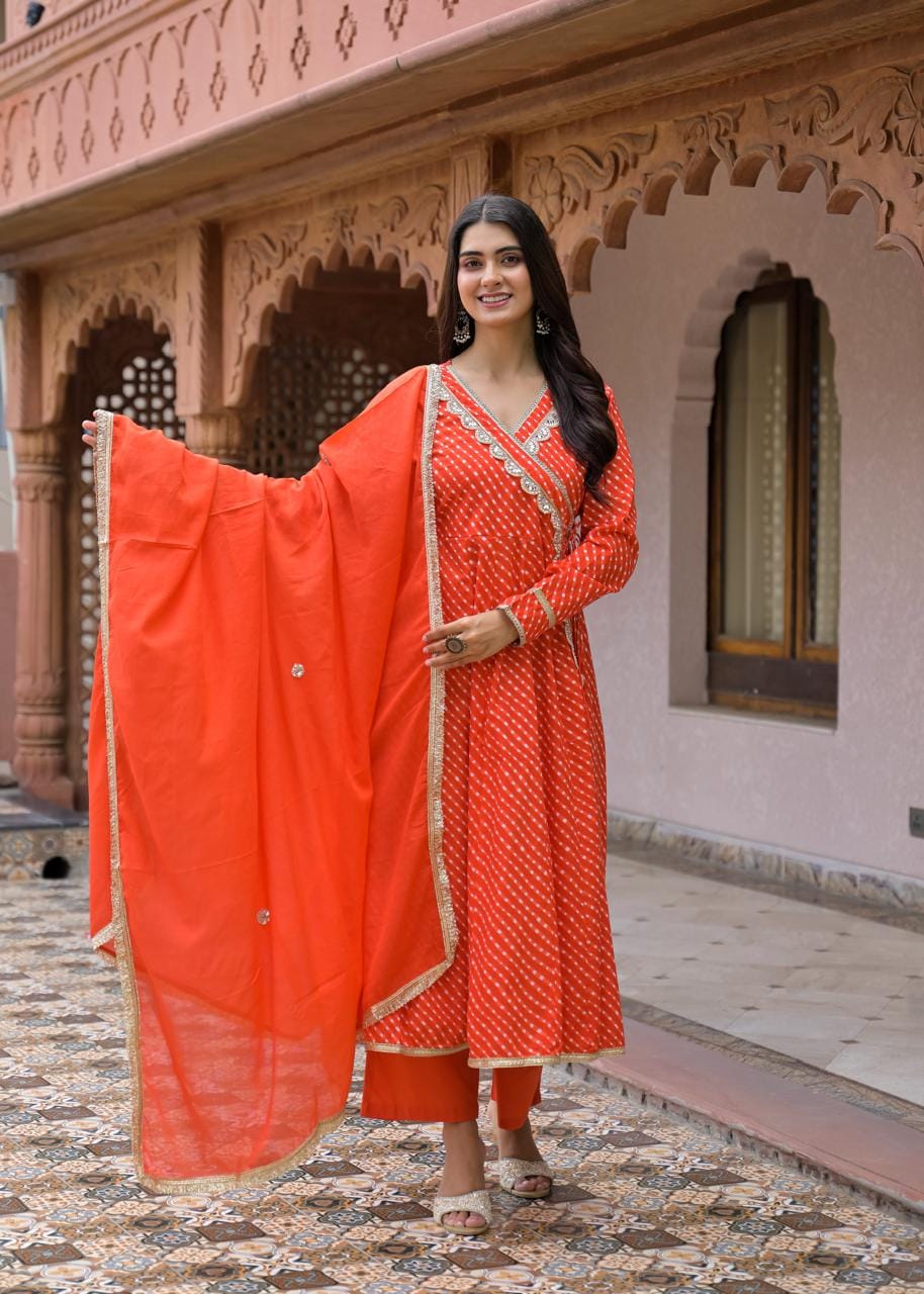 Printed Straight Kurta Set with Matching Pants & Dupatta