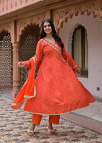 Printed Straight Kurta Set with Matching Pants & Dupatta