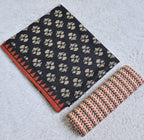 Black and Beige Printed Cotton 3-Piece Unstitched Dress Material AJ102