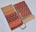 Printed Rust Cotton 3-Piece Unstitched Dress Material Paisley-Inspired Motifs AJ114