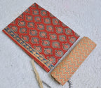 Printed Rust Cotton 3-Piece Unstitched Dress Material Paisley-Inspired Motifs AJ114