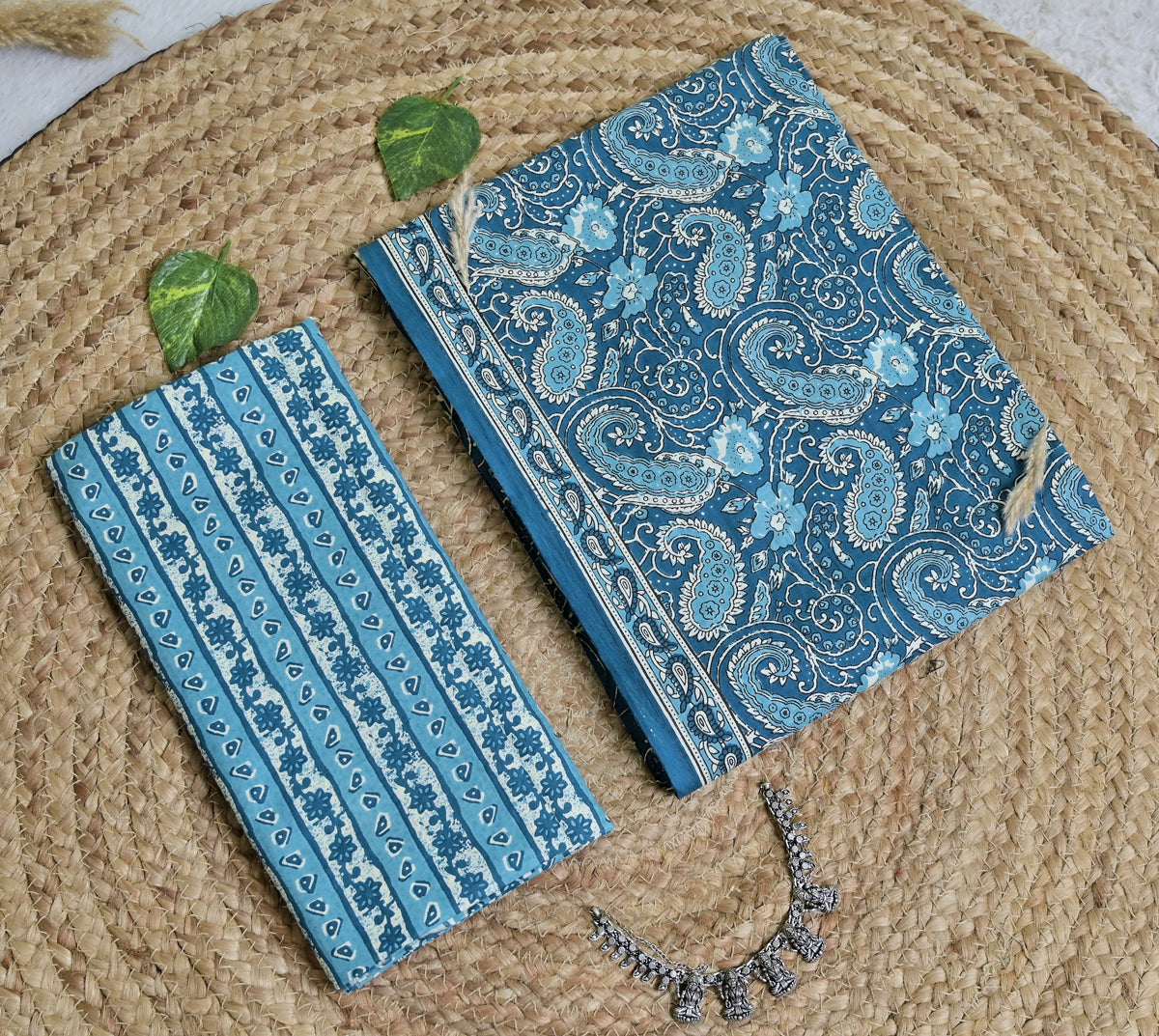 Blue Paisley Cotton Unstitched 3-Piece Dress Material AJ_121