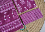 Purple Floral Cotton Unstitched 3-Piece Dress Material AJ_123