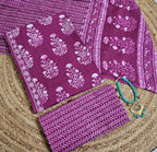 Purple Floral Cotton Unstitched 3-Piece Dress Material AJ_123