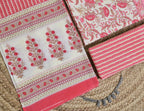 Cream Red Paisley Cotton Unstitched 3-Piece Dress Material AJ_124