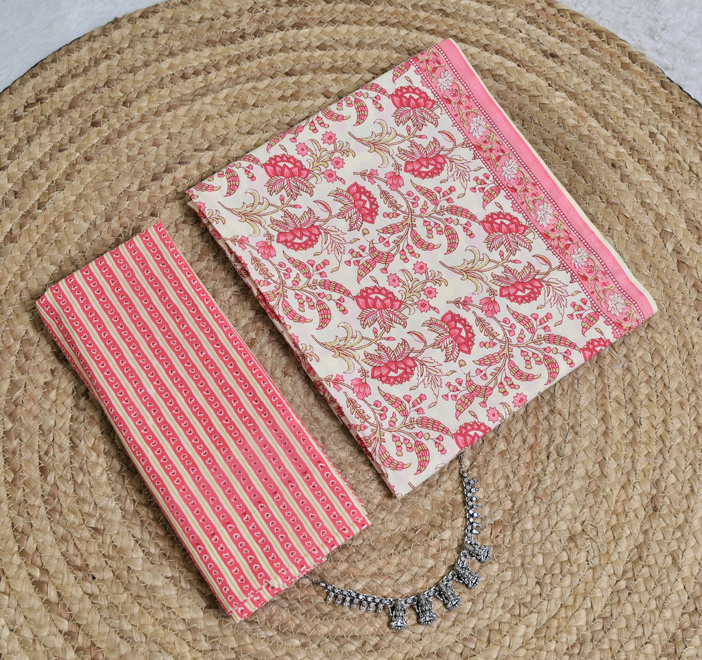 Cream Red Paisley Cotton Unstitched 3-Piece Dress Material AJ_124