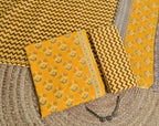 Yellow Brown Print Cotton Unstitched 3-Piece Dress Material AJ_126