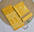 Mustard Floral Cotton Unstitched 3-Piece Dress Material AJ_127