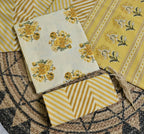 Mustard Floral Chevron Cotton Unstitched 3-Piece Dress Material AJ_129