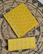 Mustard Gold Paisley Cotton Unstitched 3-Piece Dress Material AJ_134