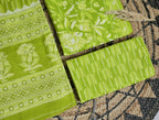 Lime Green Floral Cotton Unstitched 3-Piece Dress Material AJ_135