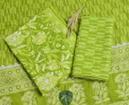 Lime Green Floral Cotton Unstitched 3-Piece Dress Material AJ_135