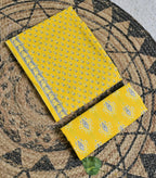 Bright Yellow Motif Cotton Unstitched 3-Piece Dress Material AJ_137