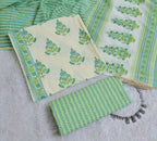 Botanical Print Cotton 3-Piece Unstitched - Mint Green AJ_140