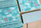 Floral Print Cotton 3-Piece Unstitched - Aqua Teal AJ_145
