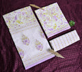 Floral Print Cotton 3-Piece Unstitched Dress Material - Lavender Cream AJ_147