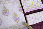 Floral Print Cotton 3-Piece Unstitched Dress Material - Lavender Cream AJ_147