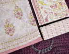 Floral Print Cotton 3-Piece Unstitched - Dusty Pink AJ_148