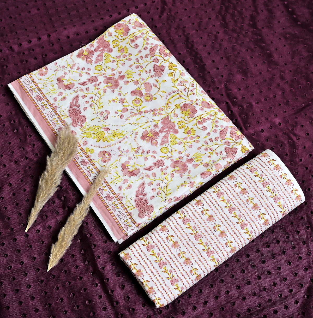 Floral Print Cotton 3-Piece Unstitched - Dusty Pink AJ_148