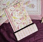 Floral Print Cotton 3-Piece Unstitched - Dusty Pink AJ_148