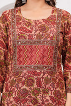 Ajrakh Jaal Print Cotton Kurta Pant Set with Malmal Dupatta