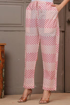 Blush Pink Buta Print Cotton Kurta Pant Set with Leheriya Mulmul Dupatta
