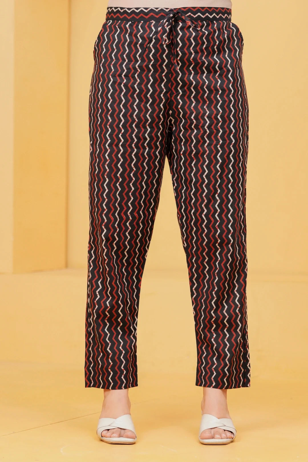Black Sanganeri Buti Print Cotton Kurta Pant Set with Geometric Dupatta