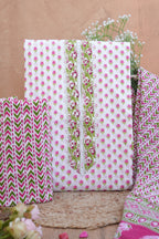 Pink Floral Gotta Patti Handblock Cotton Unstitched Suit Set with Dupatta – Atharva Jaipur