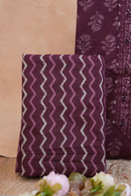 Wine Noor Purple Gotta Patti Handblock Cotton Unstitched Suit Set with Dupatta – Atharva Jaipur